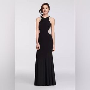 XScape Sleeveless Long Black Dress with Beaded Sides from David's Bridal
